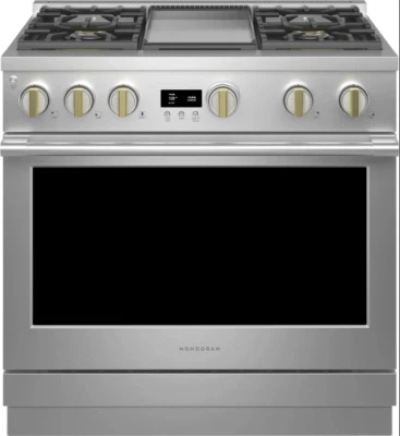Monogram Statement 36" Freestanding Professional Gas Smart Range - ZGP364NDTSS - Image 1 of 4
