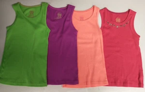 FADED GLORY GIRLS DARK CORAL, GREEN, PURPLE, ORANGE TANK TOPS SIZE 6/6X LOT OF 4 - Picture 1 of 6
