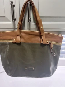 Luana Olive Green /Brown Double Handle Purse / Tote - Picture 1 of 5