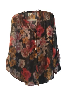 Fig & Olive Large Tunic Anthropologie Romantic BoHo semi sheer tab sleeve v neck - Picture 1 of 5