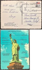 1983 US #1895 w Liberty Island cancel on Statue of Liberty Post Card; flag *d - Picture 1 of 3