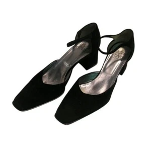 Joan and David Couture Black Suede Pumps Size 9 1/2 - Picture 1 of 7