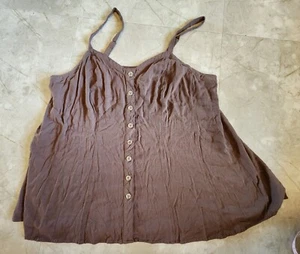 Torrid Gr. 1 braunes Spaghettiträger Button Down Top fließend lockere Passform - Bild 1 von 7