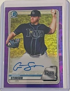 GRAEME STINSON AUTOGRAPH #/d 249/250 ROOKIE 2020 BOWMAN PURPLE TAMPA BAY RAYS RC - Imagen 1 de 2