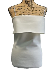 Karen Millen Bandeau Top Silver Chain Straps Ivory Medium Designer Classy - Picture 1 of 14