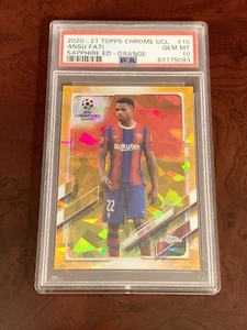 2020-21 Topps Chrome UCL Ansu Fati Sapphire Edition Orange /50 PSA 10 Barcelona - Foto 1 di 2