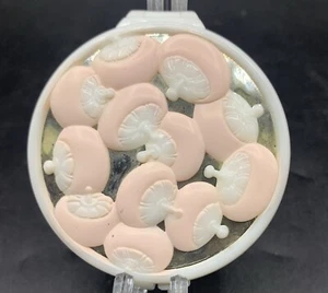 Vintage NOS Coty “Air Spun” Cream Powder Compact-Pink Mushrooms-Muted Bronze - Picture 1 of 7