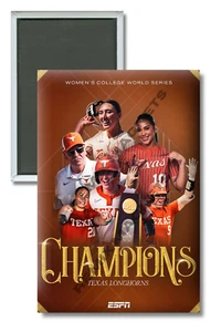 2025 NCAA Women's Softball National Champions Texas Longhorns 2" x 3" Magnet - Picture 1 of 3