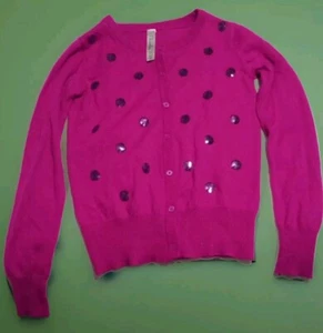 CHEROKEE Girls Purple Cardigan Sweater With Sequin Polka Dots, SIZE 10/12 - Picture 1 of 17