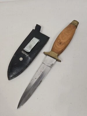 Vintage Boot Knife with Wood/Brass handle Made in Pakistan w/Sheath - Image 1 of 4