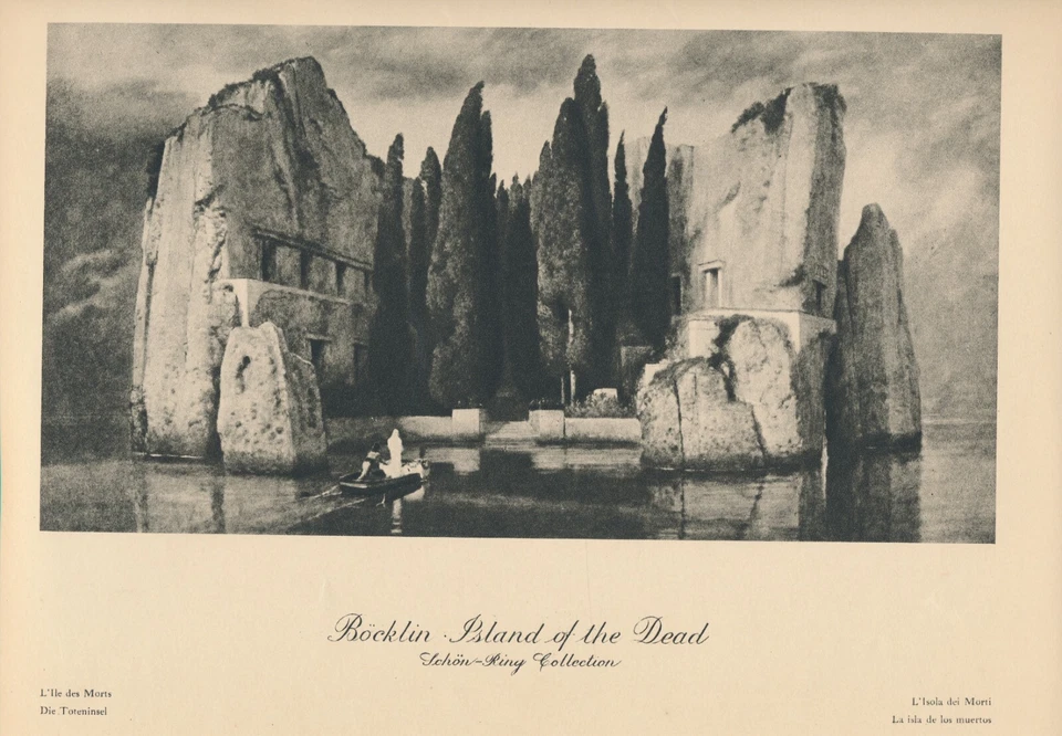 100+ Jahre alter original antiker Kunstdruck INSEL DER TOTEN von Arnold Böcklin von 1924 - Bild 1 von 1