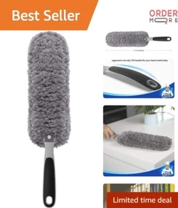 Lint Free Microfiber Duster Washable Gray Household Cleaning Fan Furniture - Picture 1 of 11