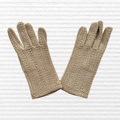 Nuevos guantes a medida vintage de ganchillo a mano para mujer beige algodón mercerizado talla pequeña Foto 1 de 4