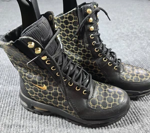 Vintage Nike ACG Womens 7.5 Combat Boots Black Yellow Hiking Retro 311910-071 - Picture 1 of 16