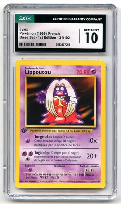 CGC 10 GEM MINT French Jynx / Lippoutou Base 1st Edition Pokemon WOTC 31/102 -59 - Image 1 of 2