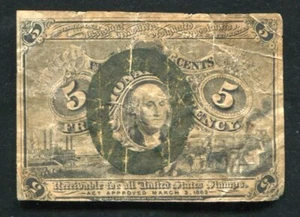 FR. 1232 5 FIVE CENTS SECOND ISSUE FRACTIONAL CURRENCY NOTE (B) - Picture 1 of 2
