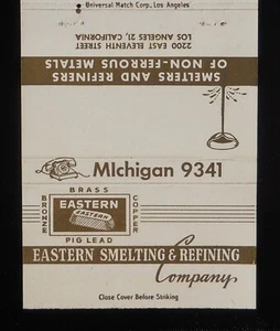 Eastern Smelting & Refining Co años 50 bronce latón cerdo plomo cobre Los Ángeles CA - Imagen 1 de 2