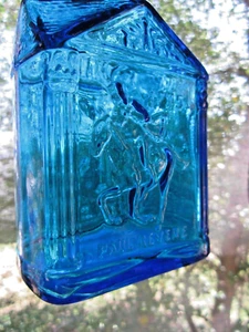 Wheaton NJ PAUL REVERE 1775 Cobalt Blue Square Church Bottle Eagle Horse 8" - Picture 1 of 8