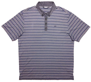 TRAVIS MATHEW Kurzarm Poloshirt grau blau gestreift XL - Bild 1 von 9