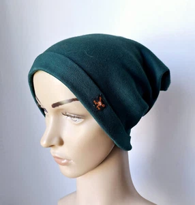 Beanie, Slouchy, Chemo-Kopfbedeckung, unisex, Einheitsgröße, dunkelgrün, Neu - Bild 1 von 4