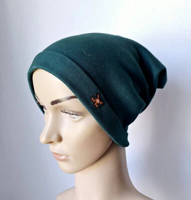 Beanie, Slouchy, Chemo-Kopfbedeckung, unisex, Einheitsgröße, dunkelgrün, Neu - Bild 1 von 4