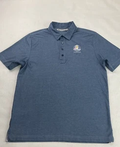 Travis Mathew Golf Polo Shirt Mens Sz L Short Sleeve Blue Cotton Ryder Cup Patch - Picture 1 of 10