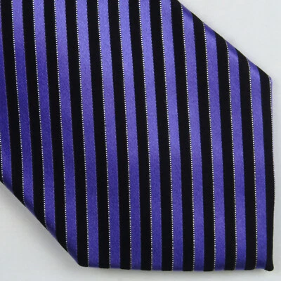 Corbata de cuello Sean John negra púrpura a rayas diagonales para hombre 58x3,5 moderna colorida Foto 1 de 4