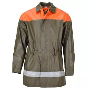 Original Swiss army rain jacket olive civil protection waterproof long coat NEW - Picture 1 of 6