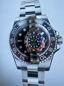 seiko 4r34 JP Custom 40mm automatic GMT blue & Red Pepsi Bezel Watch - Picture 1 of 13
