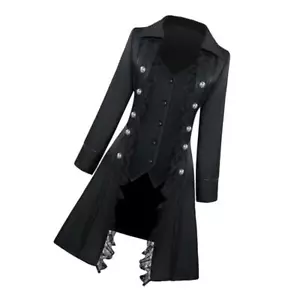 Retro Damen Steampunk Gothic Mantel Mittelalter Jacke Cosplay Kostüm XL Schwarz - Bild 1 von 3