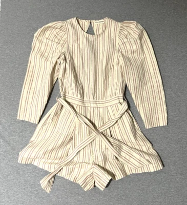 Mameluco ULLA JOHNSON algodón lúrex beige rayas metálicas espalda abierta talla 0 Foto 1 de 4