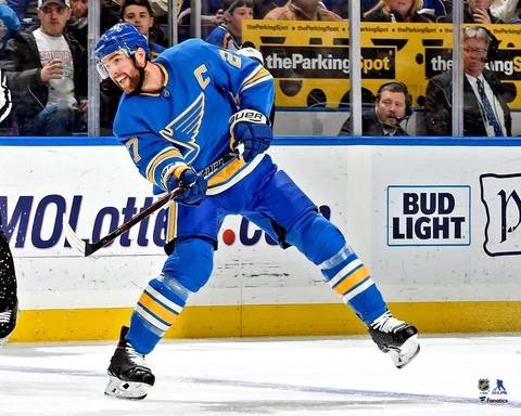Alex Pietrangelo St. Louis Blues Unsigned Alternate Jersey Shooting Photo Cover