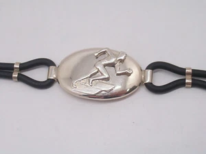Armband aus Silber 925 Und Gummi Mit Läufer - Athlete - Corsa - Picture 1 of 4