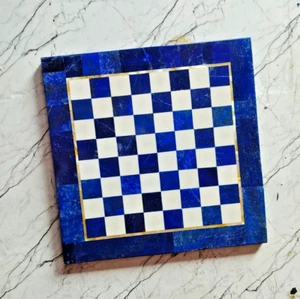 Tablero de ajedrez de piedra lapislázuli sin piezas, incrustaciones hechas a mano regalos de ajedrez - Imagen 1 de 9