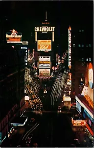 Cartolina The Astor Hotel NY Times Square Hit Parade Loews Chevrolet inutilizzata D66 - Foto 1 di 2