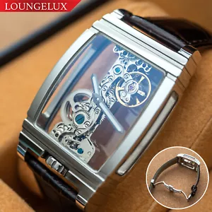 Herren Silber Brücke mechanische Handuhr - braunes Leder DIASTERIA 1688 - Bild 1 von 12