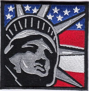 New York Statue / Flag Embroidered Patches 3"x3" iron-on - Picture 1 of 1