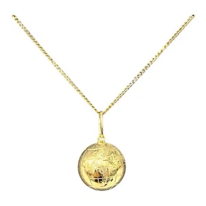 9ct 9K Yellow Gold Globe World Map Charm Pendant 14mm 1.98 Grams. Brand New - Picture 1 of 6