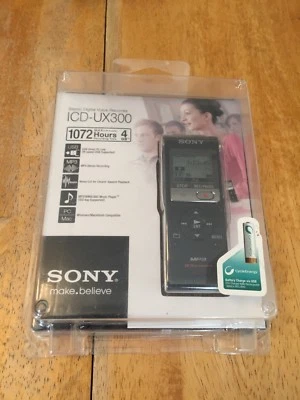 Sony ICD-UX300 4 GB Flash Memory Digital Voice Recorder (Black) New Sealed - Image 1 of 3