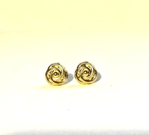 Massive echte 14K Gelbgold Love Knot Ohrstecker - klassisches poliertes Design - Bild 1 von 11