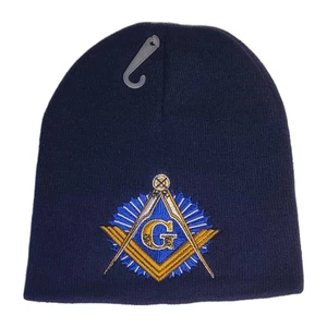 BEANIE MÜTZE MASON FREIMAURER FREEMASONRY FREEMASON MASONRY LODGE SKULL CAP Navy Blau - Bild 1 von 2