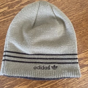 Vintage 90s Y2K Adidas Reversible Skull Cap Beanie Brown Tan Striped Skate Grunge - Bild 1 von 4