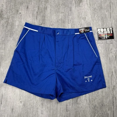 NUEVO CON ETIQUETAS RARO DE COLECCIÓN AÑOS 70 80 SPALDING PROFESIONALES ENTRENADORES GIMNASIO PANTALONES CORTOS TENIS AZUL CORTE ALTO 3" 36 Foto 1 de 4