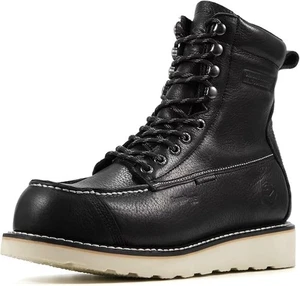 Stivali da lavoro Sureway 8" impermeabili 11 punta composita EH Goodyear Moc pelle nera - Foto 1 di 6