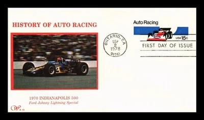 DR JIM STAMPS US COVER AUTO RACING 15C POSTAL STATIONERY FDC WESTERN SILK CACHET - Image 1 of 2