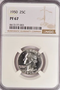 1950 Washington Quarter Proof NGC PF 67 PR67 Gem Silver Coin 25C - Picture 1 of 2