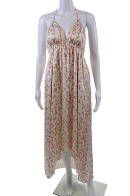 Tularosa женщин спагетти ремень V шеи атласный цветочный Midi платье белый размер 2XS - Изображение 1 из 4