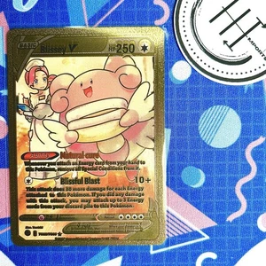 Pokémon Blissey V Gold Foil Holo Textured Fan Art Karte Nintendo - Bild 1 von 2