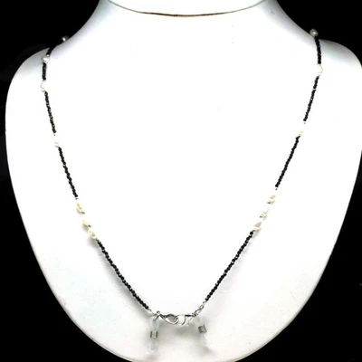 925 Silver White Pearl, Spinel & Beads Mask Chain Necklace Holder 28 in - Image 1 of 4