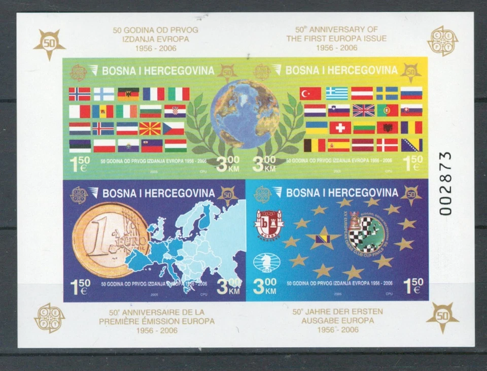BOSNIA EUROPA 1ST EMISSION COMMEMORATIVE IMPERF SOUVENIR SHEET LOT (BOSNIA 337) - Image 1 of 1